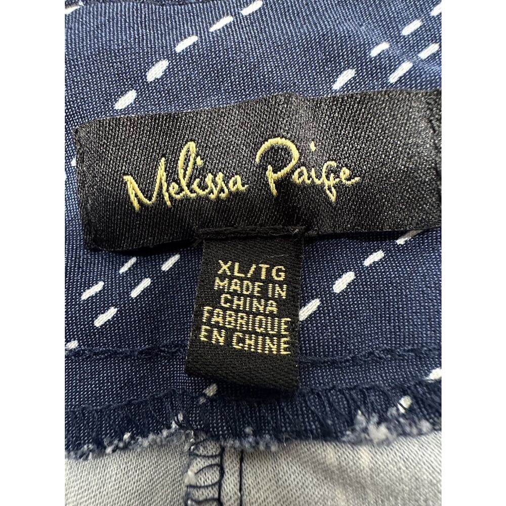 Melissa Paige Navy White Striped Pull-On Stretch Pants XL Slim Straight Career - Picture 4 of 6